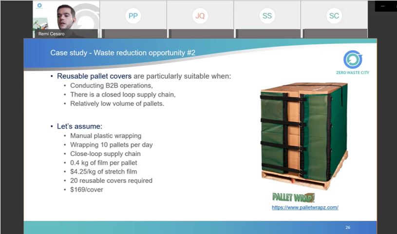 Screenshot 2: Mr Remi Cesaro sharing on case studies of companies who have gained benefits from implementing 3R strategies in their organisation.